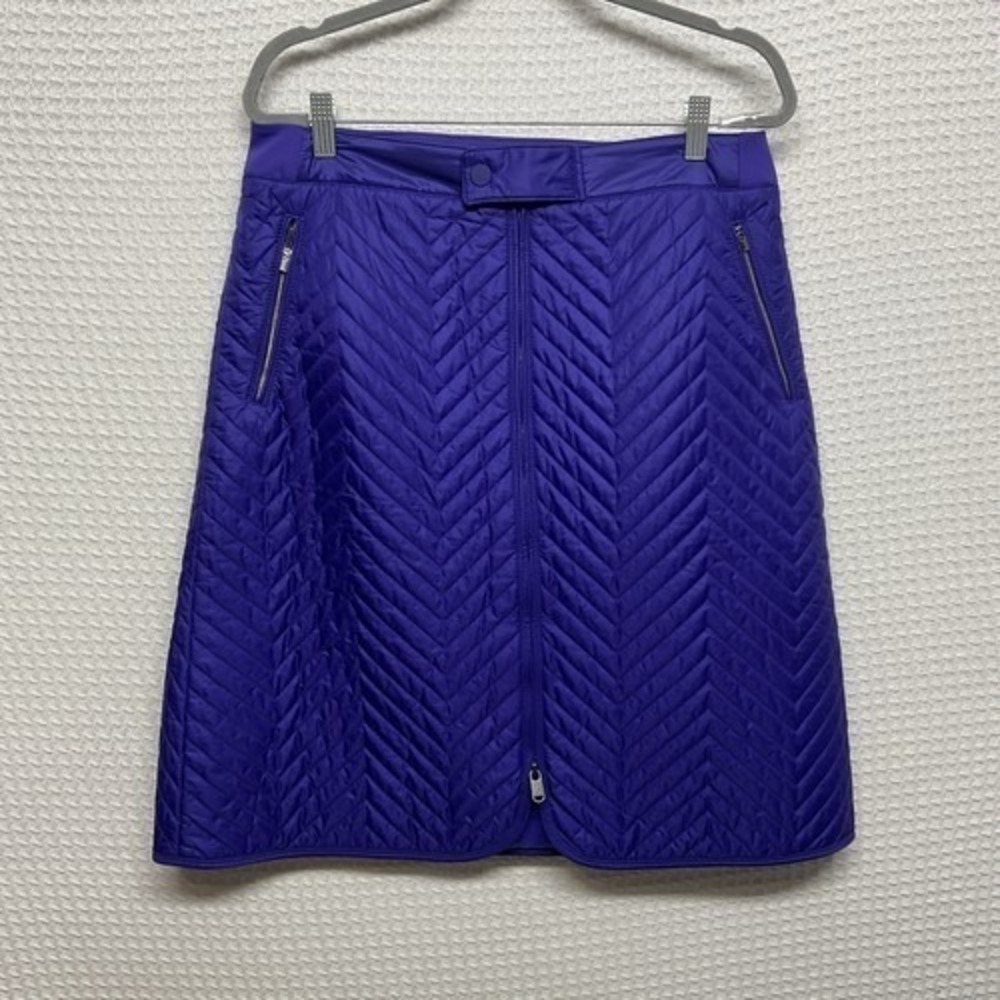 NWOT Athleta Quilted Purple Pockets Zip Front Apres Ski Skirt Women 12 Vietnam